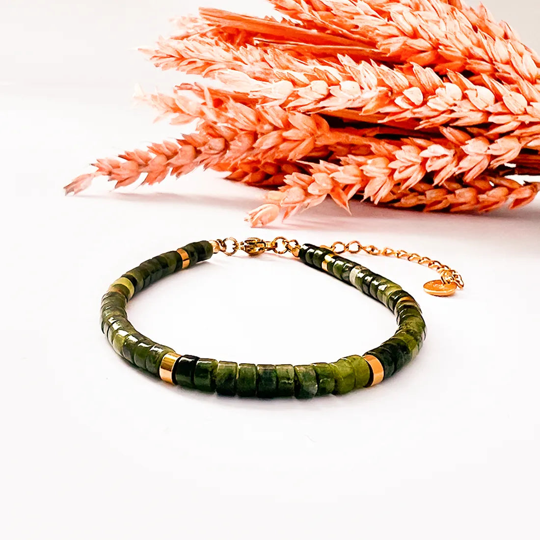 Olive Glow Jade Bracelet