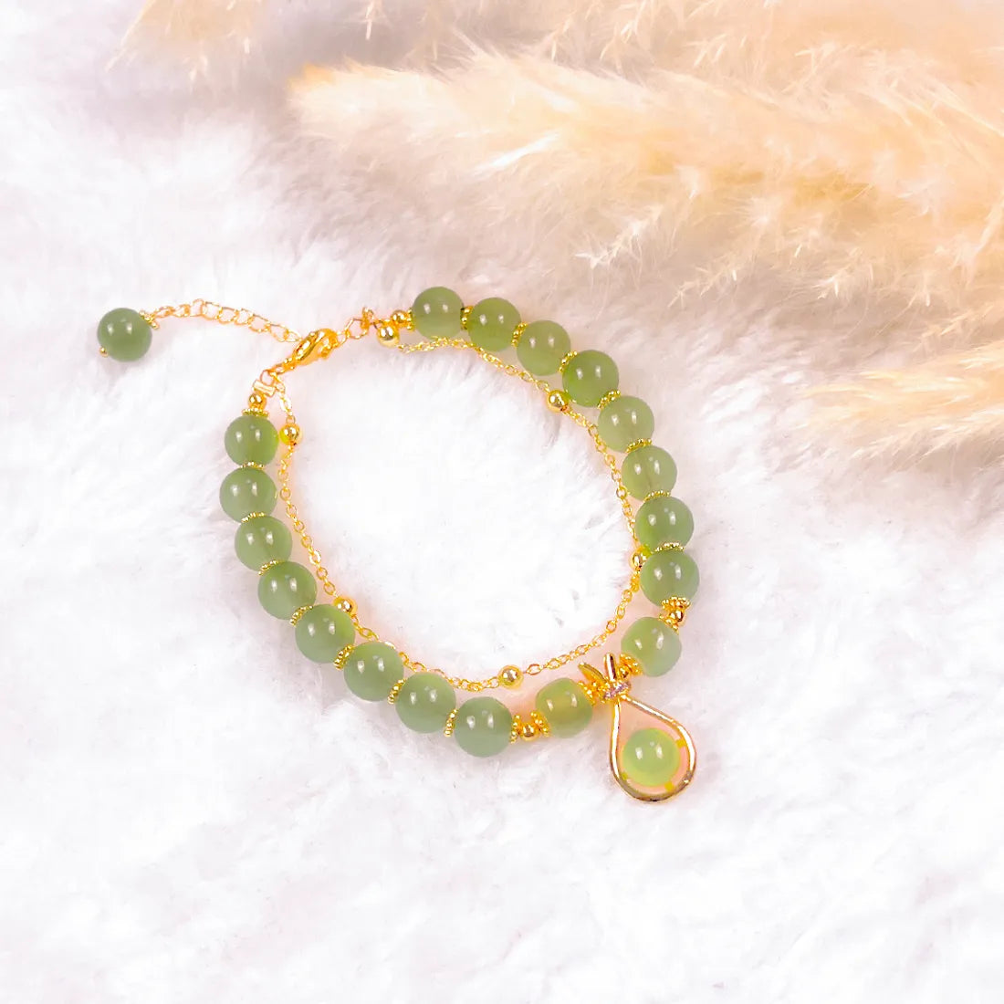 Vintage Charm Crystal Jade Bracelet