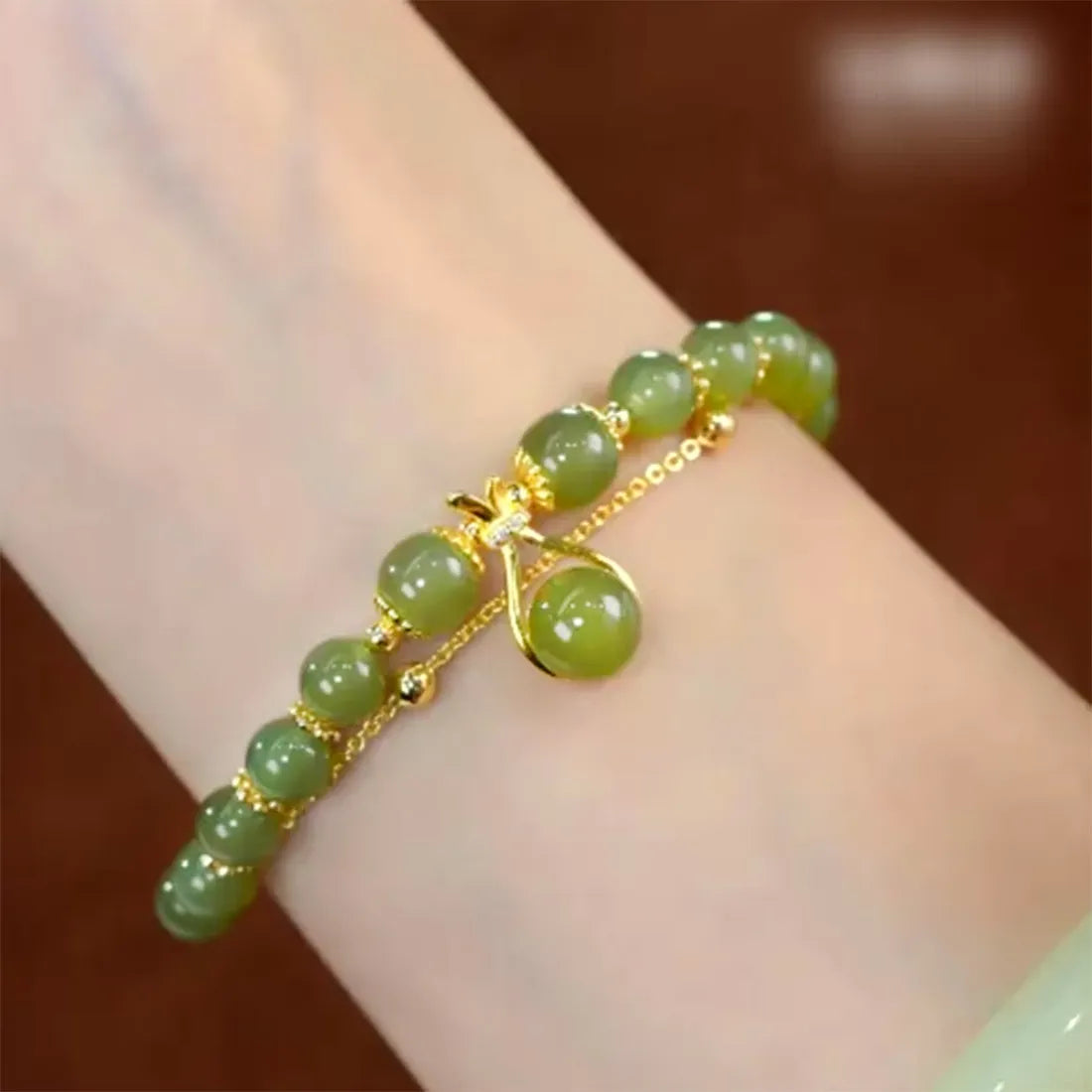Vintage Charm Crystal Jade Bracelet