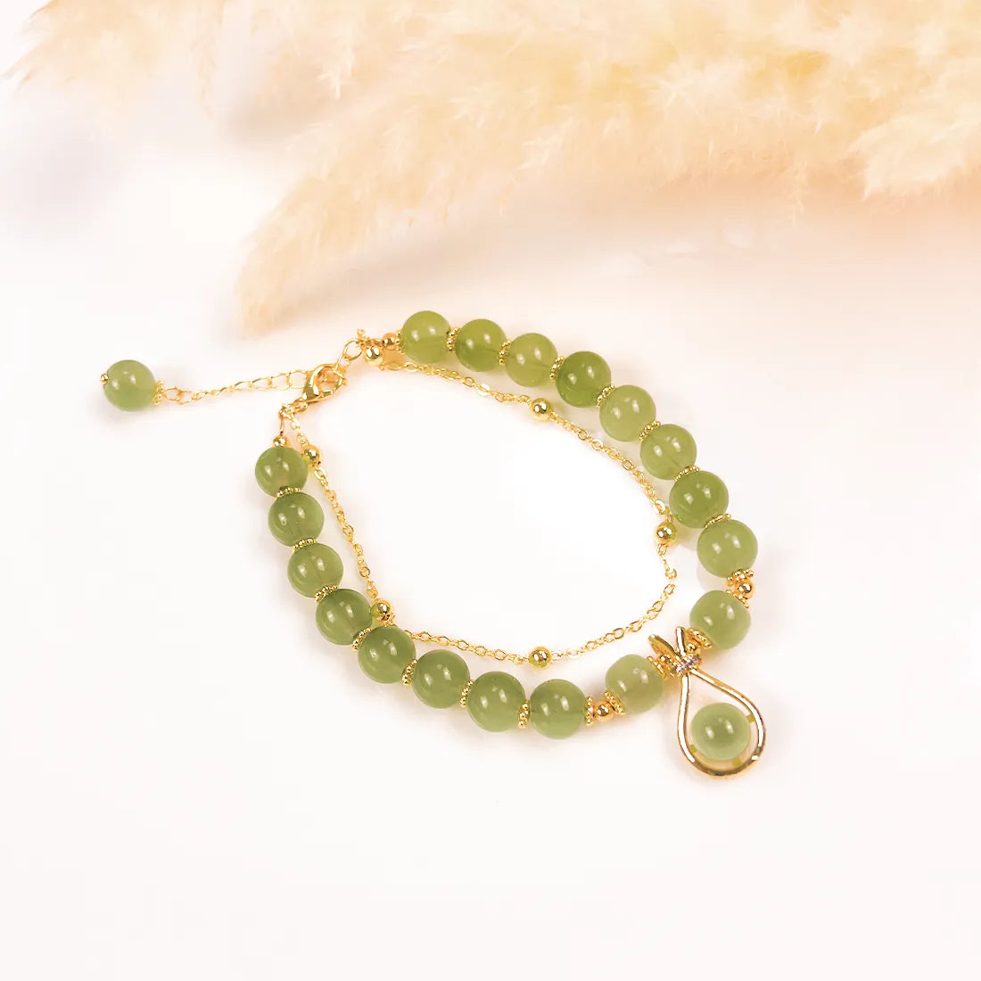 Vintage Charm Crystal Jade Bracelet