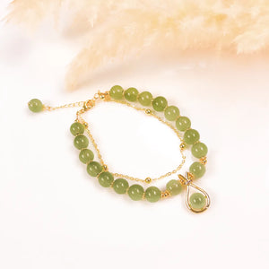 Vintage Charm Crystal Jade Bracelet