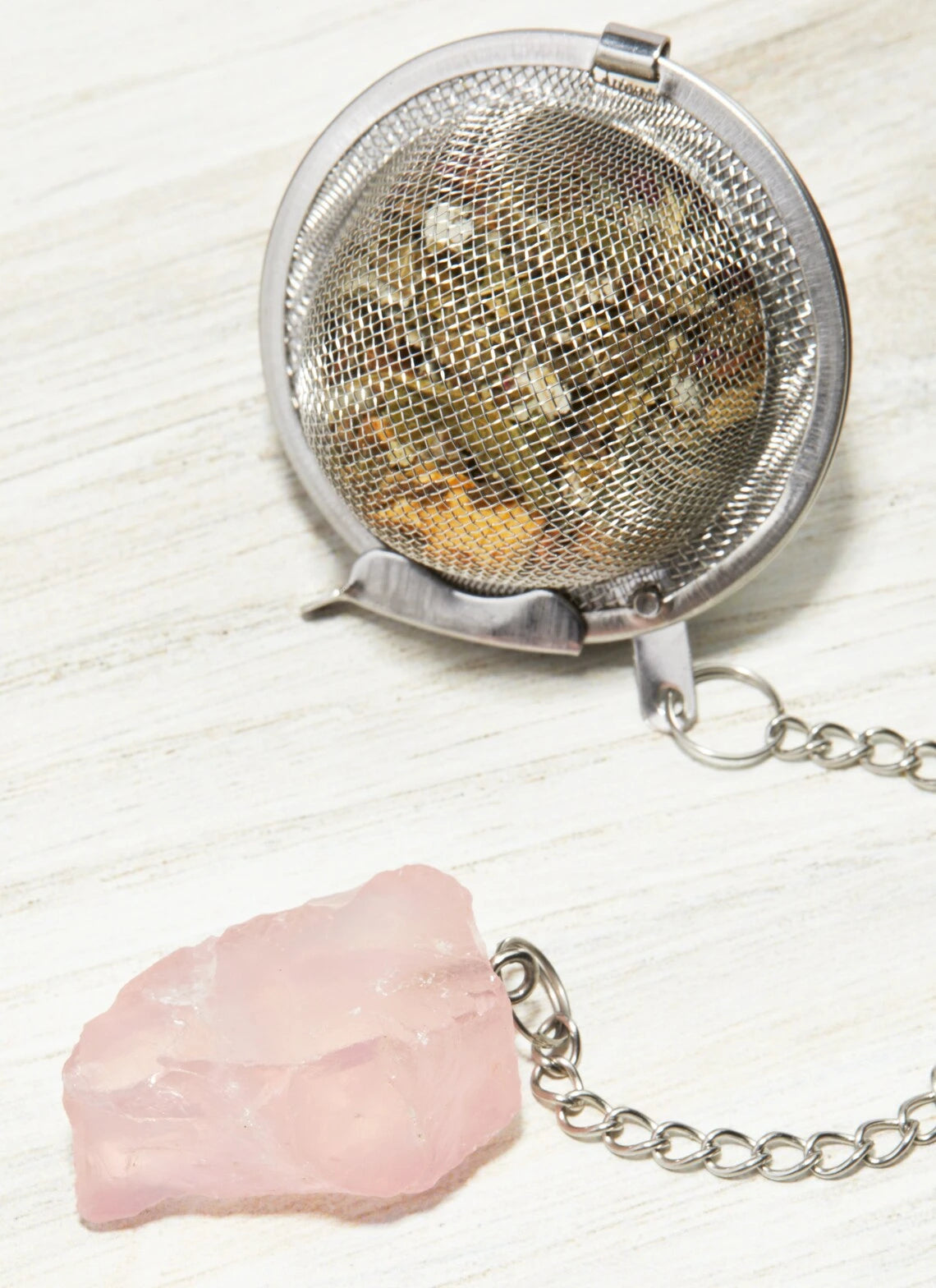 Tea Infuser with Rose Quartz Pink Crystal