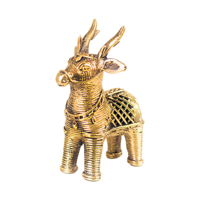 Golden Deer Brass Figure in Dhokra Art