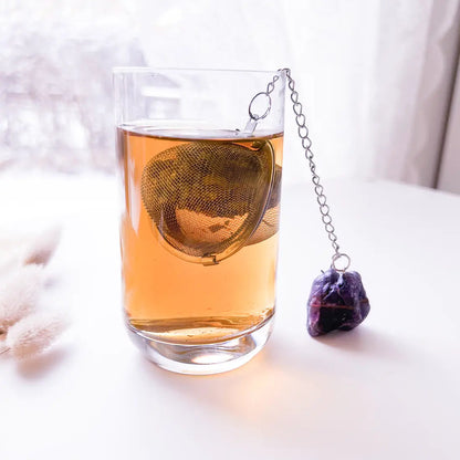 Tea Infuser with Amethyst Dark Purple Crystal